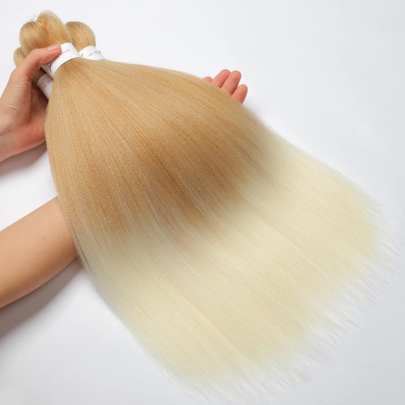 ShowCoco Pre Stretched Braiding Hair 20 Inch Synthetic Ombre Braiding Hair Professional Soft Yaki Texture Natural Easy Braid Crochet Hair (20inch,27/613) - Image 5